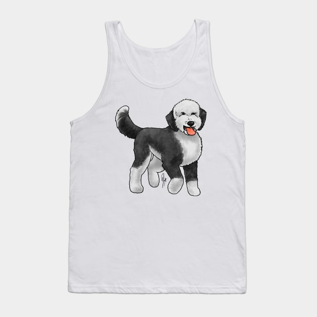 Dog - Sheepadoodle - Black and White Tank Top by Jen's Dogs Custom Gifts and Designs